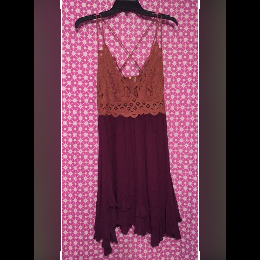 Free People Adella Bo Ho Dress w/ crochet accent